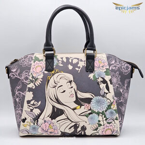 Loungefly Disney Sleeping Beauty Floral Black Crossbody Satchel Bag New